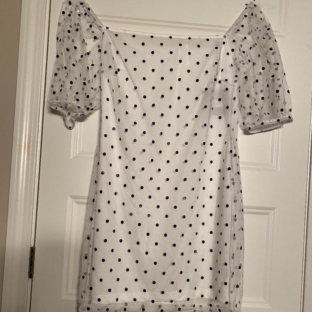 Polka Dot Mesh Sleeved Top